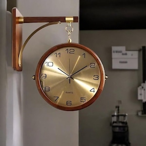 Luxury design retro wood double sided 360 rotatable wall clock. Unique wall clock, Luxury wall clock, World time clock