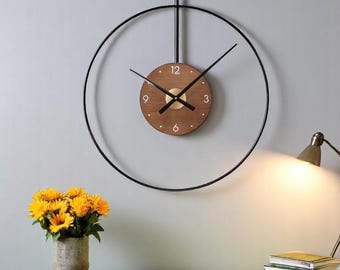 Relógio de parede decorativo em metal preto e dourado, Relógio de parede exclusivo, Relógio de parede decorativo, Relógio de parede moderno