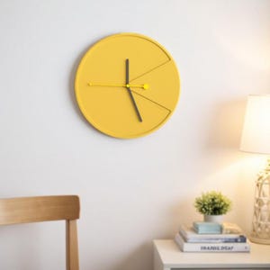 New fashion luxury decorative yellow wall clock. Modern wall clock, Unique wall clock, minimal clock, large wall clock