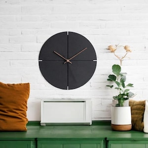 Creative decorative black circle modern wall clock. Unique wall clock, small wall clock, world time clock, decorative wall clock