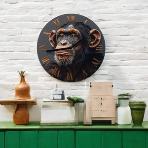 Decorative wall clock with monkey design 2D printed. Unique wall clock, Decorative wall clock, Wall decor