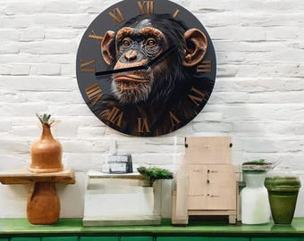 Decorative wall clock with monkey design 2D printed. Unique wall clock, Decorative wall clock, Wall decor