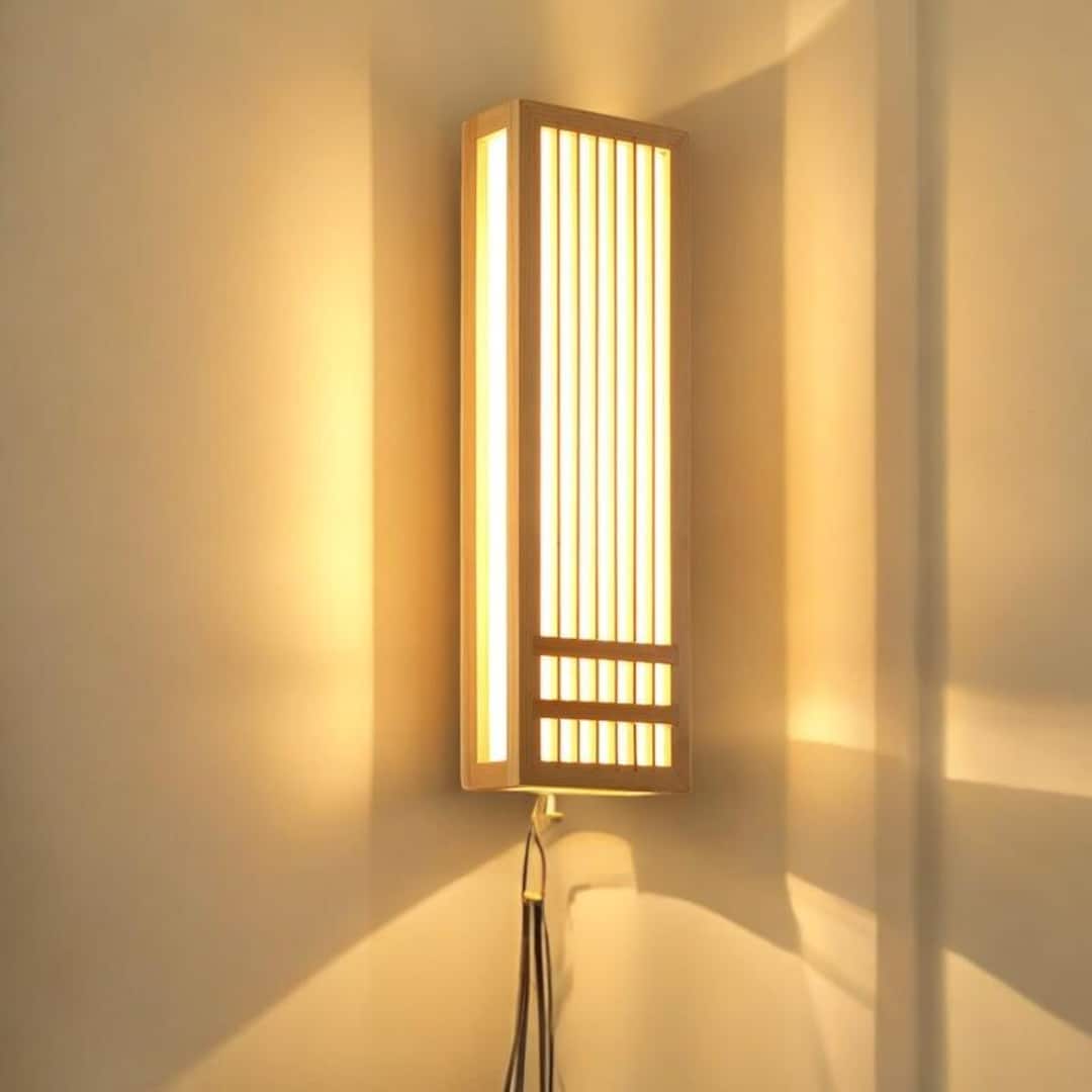 Wooden Japanese Style Wall Lamp. Bedroom Lighting, Living Room Lighting ...