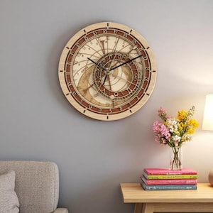 Wooden astronomical design creative decorative wall clock. Wall clock for home, decorative wall clock, Unique wall clock