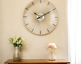 Metal extra large gold colored decorative wall clock. Decorative wall clock, Creative wall clock, Luxury wall clock