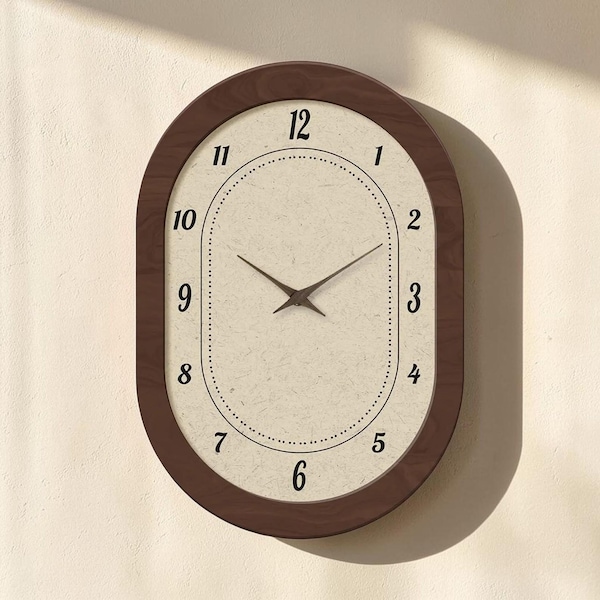 Luksusowy owalny zegar ścienny w stylu retro, nowoczesna skandynawska dekoracja ścienna, elegancki minimalistyczny zegar z funkcją cichej pracy, designerski wystrój domu, estetyczny zegar do wnętrza