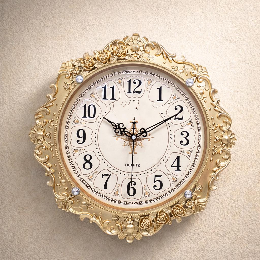 Handmade Embroidered Wall Clock, Gold Accent, Retro Decor - Etsy