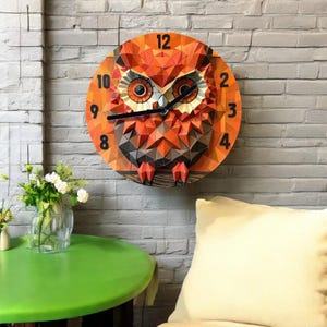 Colorful decorative creative wall clock with mute owl theme. modern wall clock, creative wall clock, 2d printed wall clock