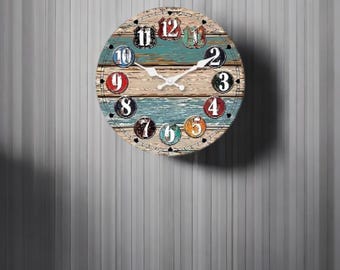 Retro design unieke wandklok, moderne wandklok, 24-uursklok, wereldtijdklok, grote klok