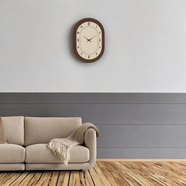 Retro Style Oval Wall Clock. Modern Wall Clock, Decorative Wall Clock ...
