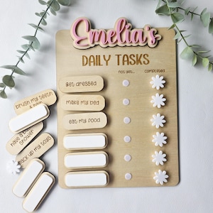 Personalized Kids Chore Chart: Wooden Flower Task Board