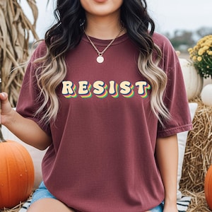 Resist Shirt Anti Trump Casual Tee Political Statement Shirt Activism Apparel Gift for Protesters Resist Clothing for Women