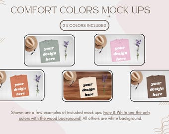 Comfort Colors Mockup Bundle | 24 Shirt Colors + Color Chart | Digital T-Shirt Mockups