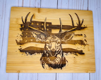 Deer with American Flag - Cutting Board. Great hostess gift.