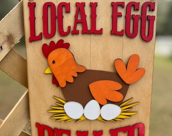 Local Egg Dealer custom made handpainted sign. Great for your backyard barn or farm.