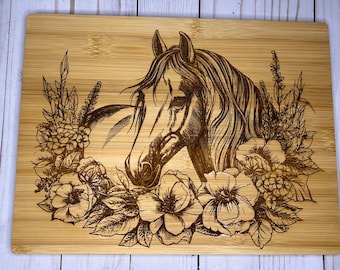 Horse with flowers - Cutting Board. Great hostess gift.