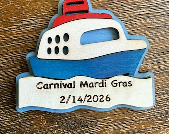 Handmade Cruise Magnet Customized with Ship name and date. Single or multiples. Great for Cruise gifts or to hide around the ship.