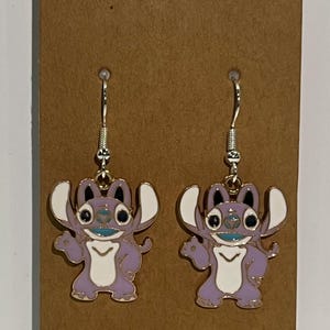 Angel from Lilo & Stitch Earrings - Metallic Trim, Silver Hooks