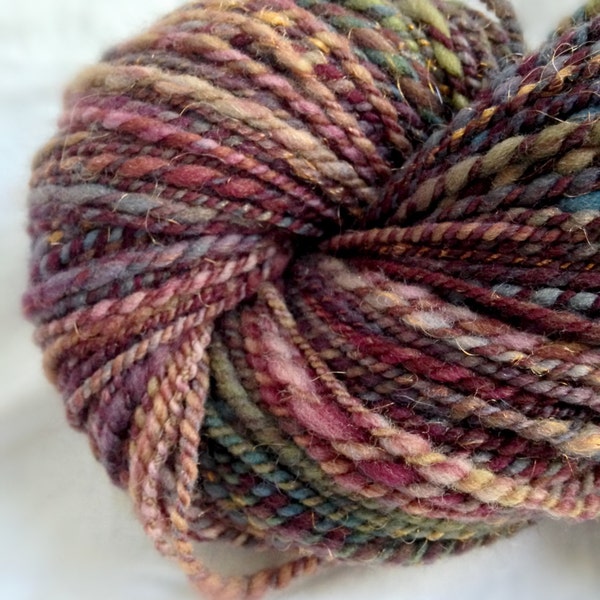 Handspun Yarn Hand Dyed Merino and Firestar Enchanted 218 yards