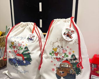 Personalised Christmas Sack  - McQueen, Mater, Doc Hudson and Mack - every sack comes with a matching bauble