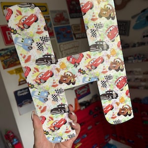 Personalised Acrylic Letters Initials – Lightning McQueen, Disney, Cars Theme Nursery & Bedroom Decor - available in A4 or A5
