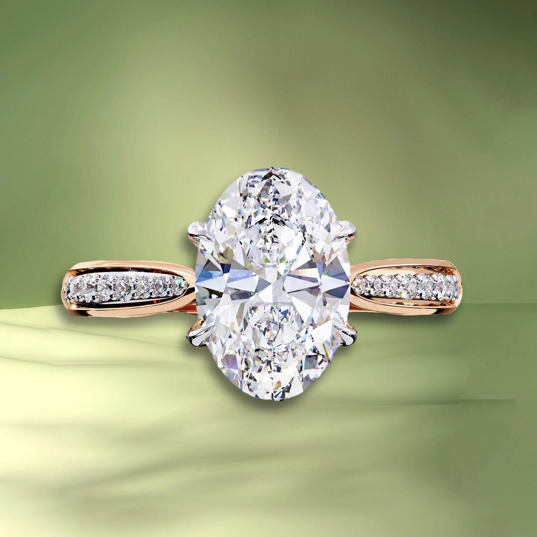 2.03 Ct Lab Grown Oval Diamond Halo Engagement Ring - IGI Certified - Etsy