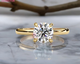 Lab Grown 1.23 CT Diamond Solitaire Ring - 14K Yellow Gold Engagement