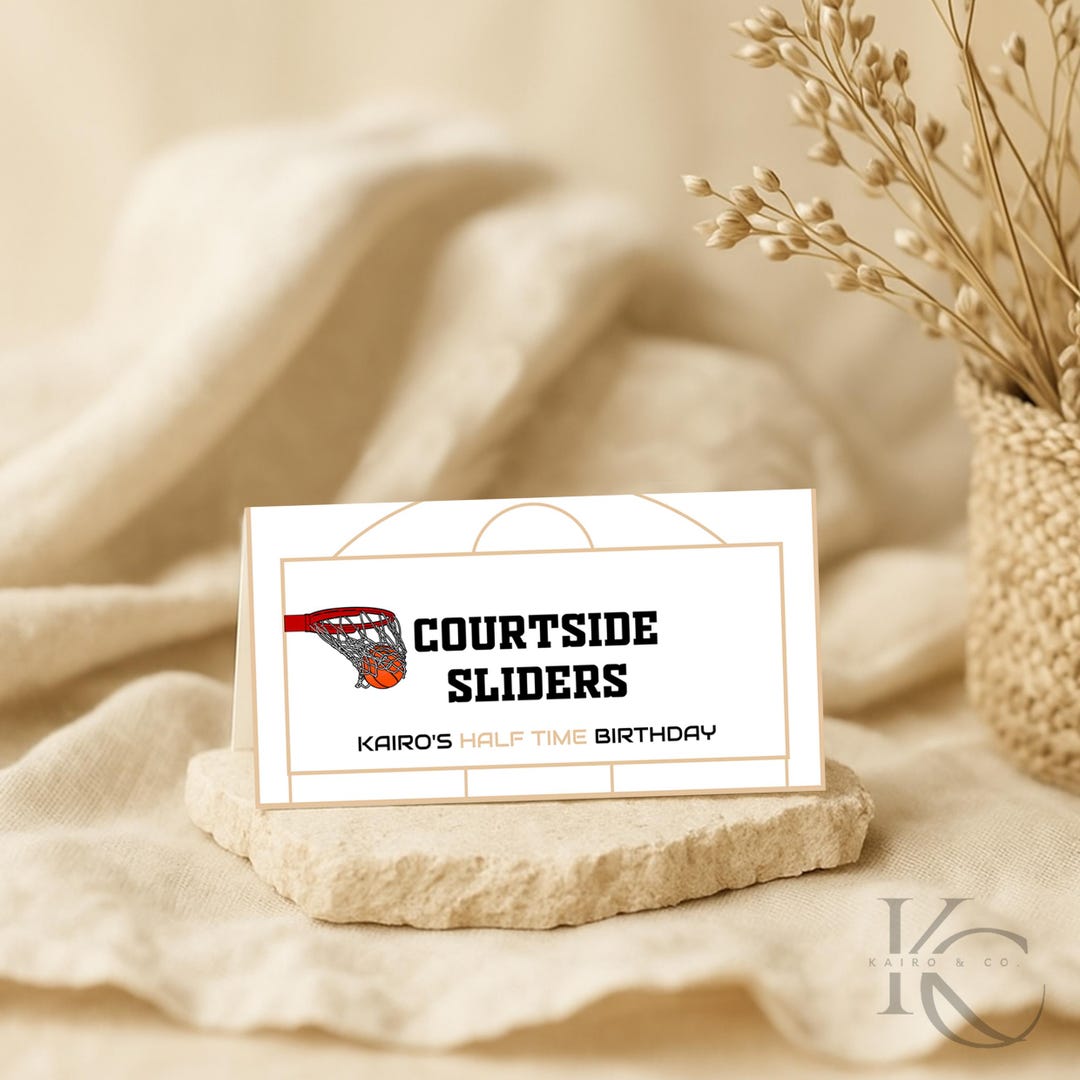 Basketball Birthday Food Cards | Halfway to One Food Placecards ...
