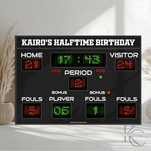Basketball Halftime Birthday Scoreboard | Editable Party Sign (Digital Download)