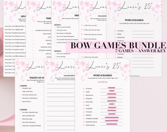 Pink Bow Birthday Game Bundle Bow Birthday Game Package Birthday Game Set Who Knows Her Best Game Template Wishes Card Corjl Template