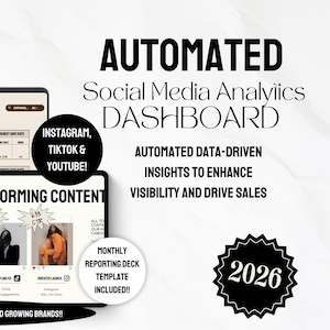 2026 Social Media Tracking Dashboard | Automatisiert, Instagram, TikTok, YouTube (Digital Download)