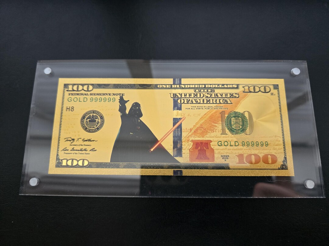 Star Wars Darth Vader 24K Foil Gold Plated 100 Dollar Bank Note in ...