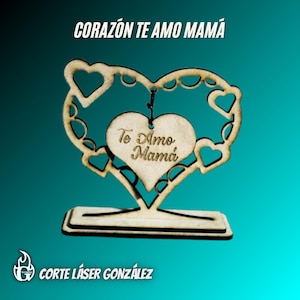 Décoration cœur « Je t'aime maman » – Fichier SVG pour découpe laser sur MDF – Cadeau fête des mères