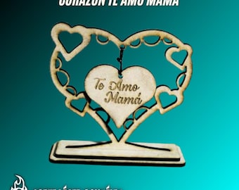 Heart Ornament “I Love You Mom” – SVG File for Laser Cutting on MDF – Mother’s Day Gift