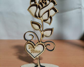 Vertical MDF Rose with Base – SVG File for Laser Cutting, Romantic Gift