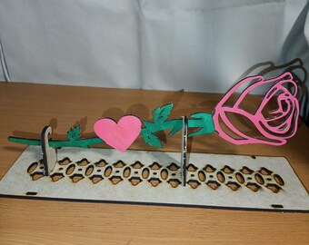 MDF Rose with Base – SVG File for Valentine's Day, Romantic DIY Gift