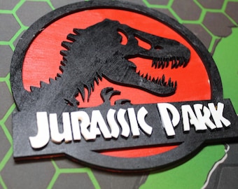 Jurassic Park Layered Frame – 3mm MDF Laser Cut Logo – Dinosaur Themed Decor