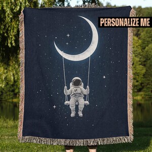 Kuschelige Astronaut Mond Decke, einzigartige Decke zum Thema Weltraum, weich und warm Sternennacht werfen, perfekte Dekoration für Kinder und Erwachsene