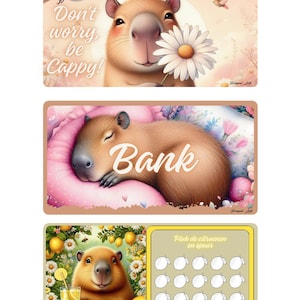 Pacote Desafio de Poupança A6 Capivara - "Não se preocupe, seja Capivara" - Desafio Raspe e Economize e Dados - Recheio de Dinheiro
