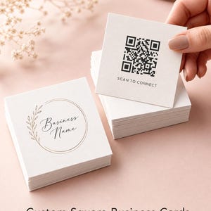 Cartes de visite carrées personnalisées, code QR, finition mate ou brillante