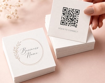 Square Business Cards Printed & Shipped | Custom 2.5x2.5 Logo Cards with QR Code | Free Design and Proof | Matte or Glossy.