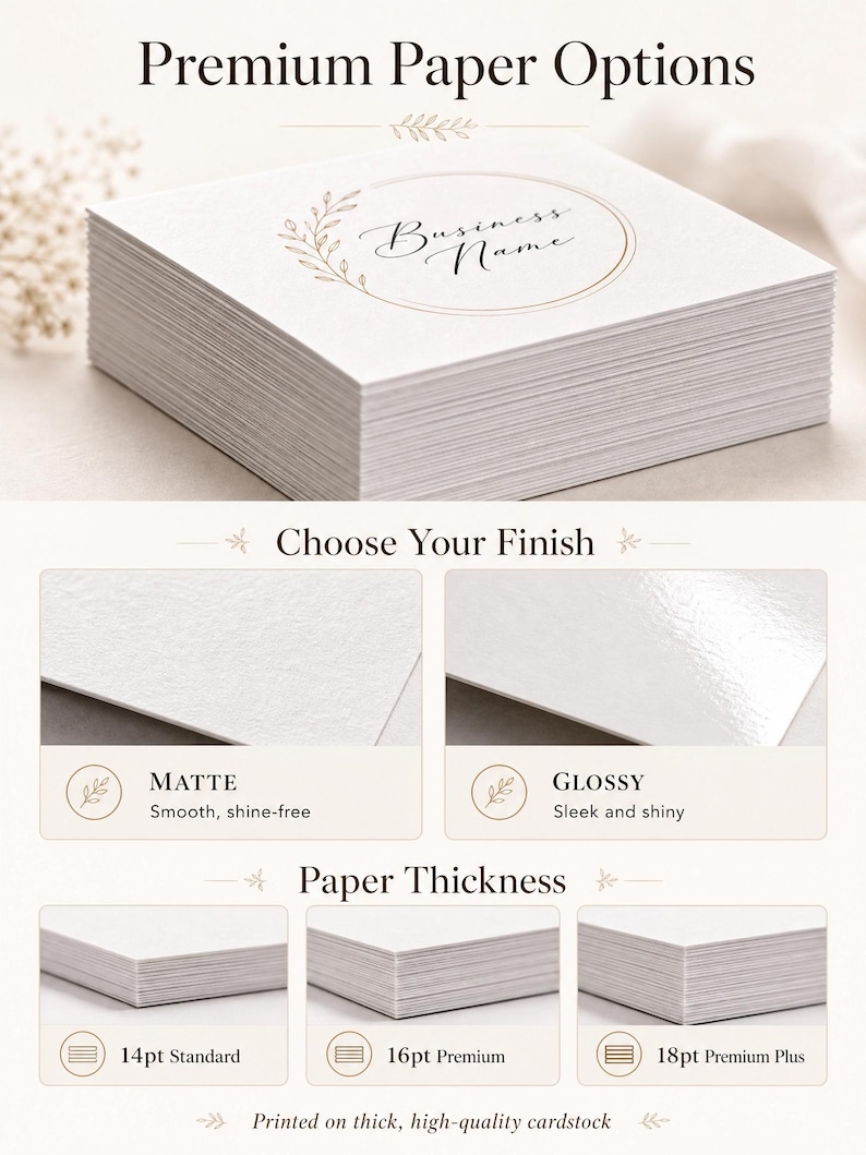 Premium square business cards, premium matte and glossy business card
