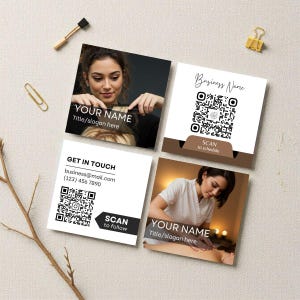 Stack of premium 18pt square photo business cards to illustrate card thickness and quality