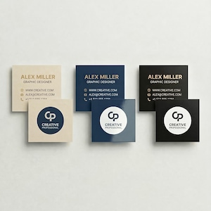 Custom Square Business Cards with QR Code, Modern and Professional Cards with Logo