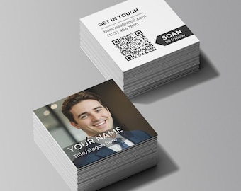 Custom Photo QR Code Cards, Black Business Card, Full Color Double Sided Print