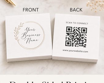 Custom Square Business Cards, QR Code, Matte or Glossy Finish