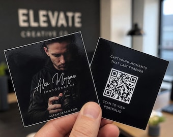 Square Business Cards with QR Code - Custom Business Cards Printed for Small Businesses and Artists - Matte & Glossy