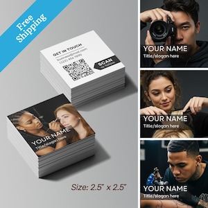 Matte finish photo square black business card with soft texture, ideal for branding and business photos