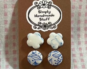 Polymer Clay Earrings, Clay Earrings, Faux Stone Earrings, Stud Earrings, Polymer Clay, Hypoallergenic Jewelry, Lightweight Jewelry