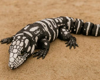 3D Argentine Tegu Lizard (Black/White) - 8"